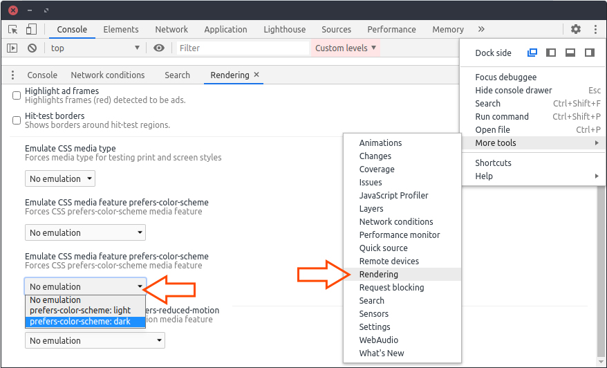 Chrome prefers-color-scheme simulator